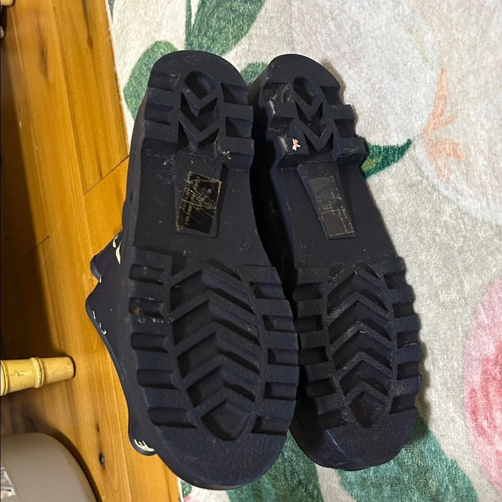 J. Crew Vintage HTF Navy Rain Boots with Dog Print Y2K